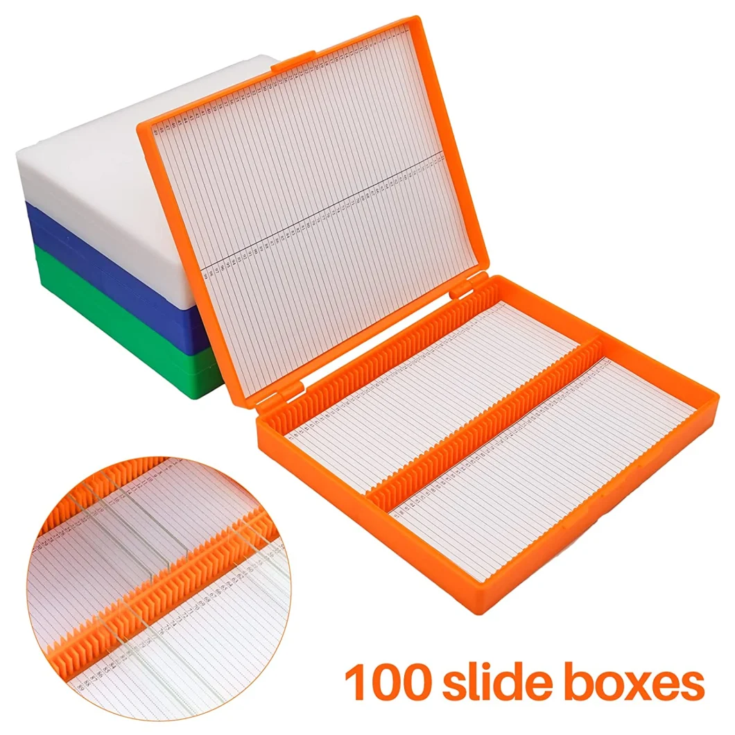 White Orange Laboratory Plastic 5/25/50/100 Pieces Microscope Slide Storage Box