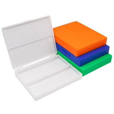 White Orange Laboratory Plastic 5/25/50/100 Pieces Microscope Slide Storage Box